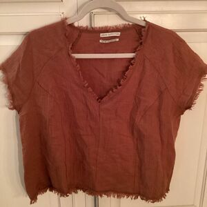 Urban Outfitters Frayed Top Sz L Terracotta